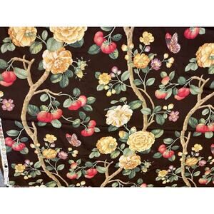 3.5 yd Trailing Vine - Floral Strawberry Butterfly Cocoa Brown P KAUFMANN Fabric